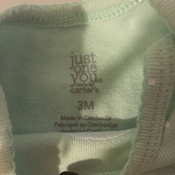 green and white polkadots flowers bird Carter’s onesie size 3 months - Picture 4 of 5